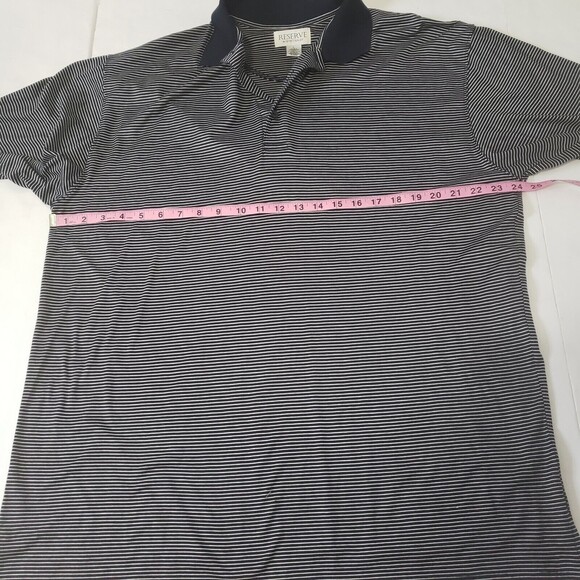 Sport Haley RESERVE Mens Large Polo Shirt Navy Striped Cotton Short Sleeved - Picture 7 of 9